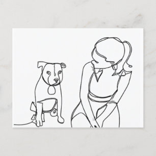 Een meisje en haar hond briefkaart