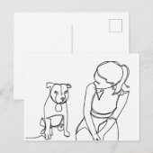 Een meisje en haar hond briefkaart (Voorkant / Achterkant)