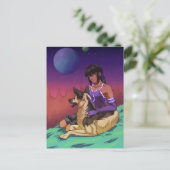 Een meisje en haar hond in Space Kaart (Staand voorkant)