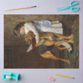 Een meisje en haar hond lezen ontkoppelpapier tissuepapier (Craft)