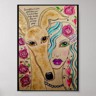 Een meisje en haar hond poster