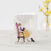 Een meisje en haar honden kaart (Gele Bloem)