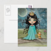 Een meisje en haar kat Schattigee Princess Fantasy Briefkaart (Voorkant / Achterkant)