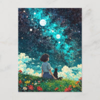 Een meisje en haar kat zitten samen op een bloemen