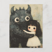 Een meisje en haar monstervriend briefkaart (Voorkant)