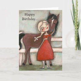 Een meisje en haar paard - Birthday Kaart