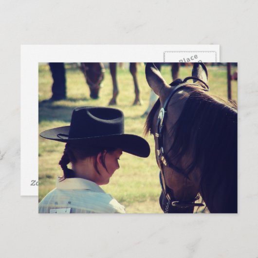 Een meisje en haar paard briefkaart (Voorkant / Achterkant)