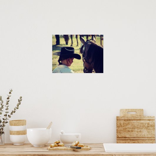 Een meisje en haar paard poster (Keuken)