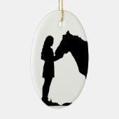 Een meisje en haar paardenliefde Silhouette Art Keramisch Ornament (Rechts)