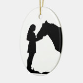 Een meisje en haar paardenliefde Silhouette Art Keramisch Ornament (Links)