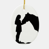 Een meisje en haar paardenliefde Silhouette Art Keramisch Ornament (Voorkant)