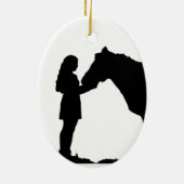 Een meisje en haar paardenliefde Silhouette Art Keramisch Ornament (Achterkant)