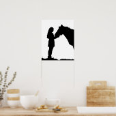 Een meisje en haar paardenliefde Silhouette Art Poster (Keuken)