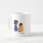 Een meisje en haar pug koffiemok (Voorkant links)