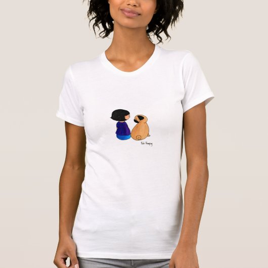 Een meisje en haar pug t-shirt (Voorkant)
