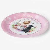 Een meisje en haar puppy | Het is een meisje Papieren Bordje (Gekanteld)