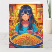 Een meisje en haar Ramen Anime Grappige Grote Verj Kaart (Voorkant)