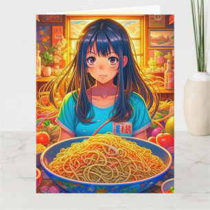 Een meisje en haar Ramen Anime Grappige Grote Verj Kaart