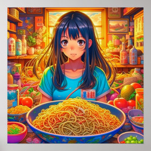 Een meisje en haar Ramen Anime Poster