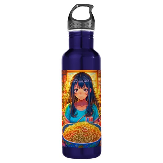 Een meisje en haar Ramen Anime Waterfles (Voorkant)