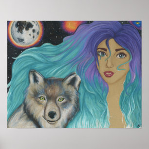 Een meisje en haar Wolf poster