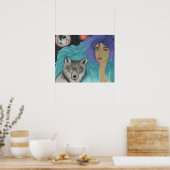 Een meisje en haar Wolf poster (Keuken)