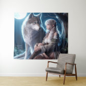 Een meisje en haar wolf wandkleed (In Situ (horizontaal))