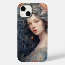 Een meisje en vol bloemen iPhone 14 Hoesje