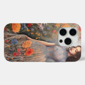 Een meisje en vol bloemen iPhone 15 Pro Hoesje (Achterkant (horizontaal))