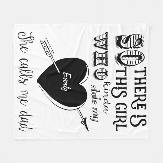 Een meisje heeft mijn hart gestolen en noemt me va fleece deken (Voorkant (Horizontaal))