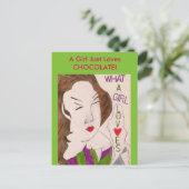 Een meisje houdt gewoon van chocolade! briefkaart (Staand voorkant)