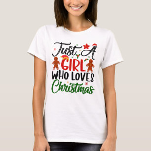 Een meisje houdt van kerst t-shirt