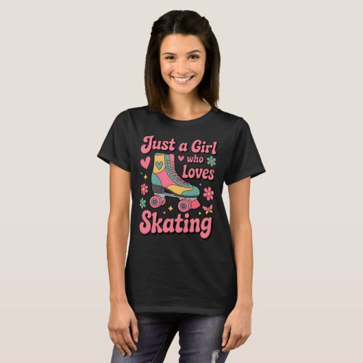 Een meisje houdt van schaatsen t-shirt (Voorkant volledig)