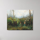 Een meisje in de tuin - Olga Wisinger-Florian Canvas Afdruk (Voorkant)