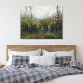 Een meisje in de tuin - Olga Wisinger-Florian Canvas Afdruk (Insitu (Slaapkamer))