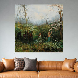 Een meisje in de tuin - Olga Wisinger-Florian Perfect Poster