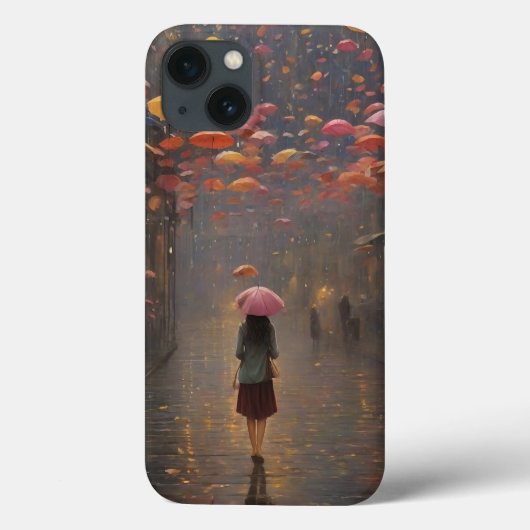 Een meisje in een regenscène Case-Mate iPhone case (Achterkant)