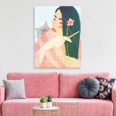 een meisje kampt met haar lange haar canvas afdruk (Insitu (Woonkamer))