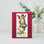 Een meisje kleedde zich als engel dragend boque feestdagenkaart (Staand voorkant)