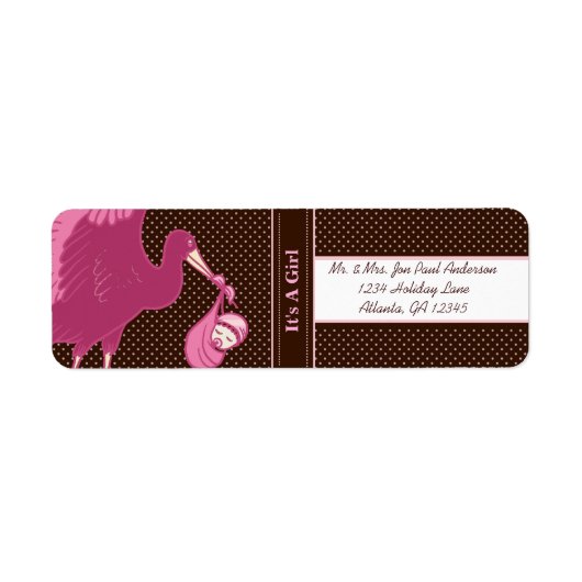 Een meisje met bruin en roze Stippen Etiket (Voorkant)