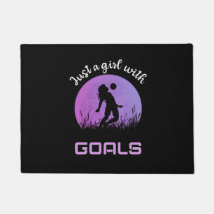 Een meisje met doelen mooie voetbal deurmat