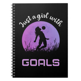 Een meisje met doelen mooie voetbal notitieboek