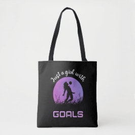 Een meisje met doelen mooie voetbal tote bag