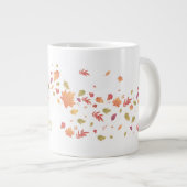 Een meisje met een beker thee en vliegende bladere grote koffiekop (Voorkant rechts)