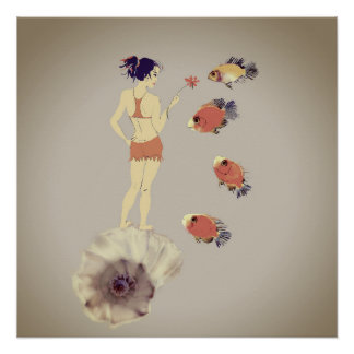 Een meisje met een bloem perfect poster