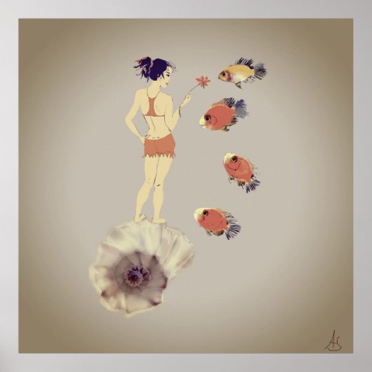 Een meisje met een bloem poster (Voorkant)