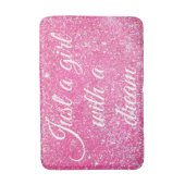 EEN MEISJE MET EEN DREAM Hot Pink Glitter Badmat (Voorkant Verticaal)