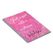 EEN MEISJE MET EEN DREAM Hot Pink Glitter Notitieboek (Rechterzijde)