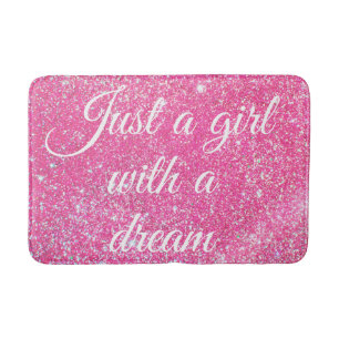 EEN MEISJE MET EEN DROOM Glitter Roze Glans Badmat