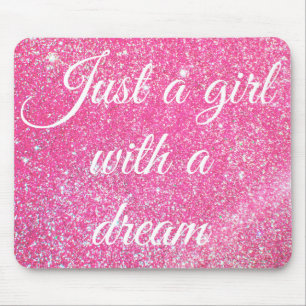 EEN MEISJE MET EEN DROOM Glitter Roze Glans Muismat